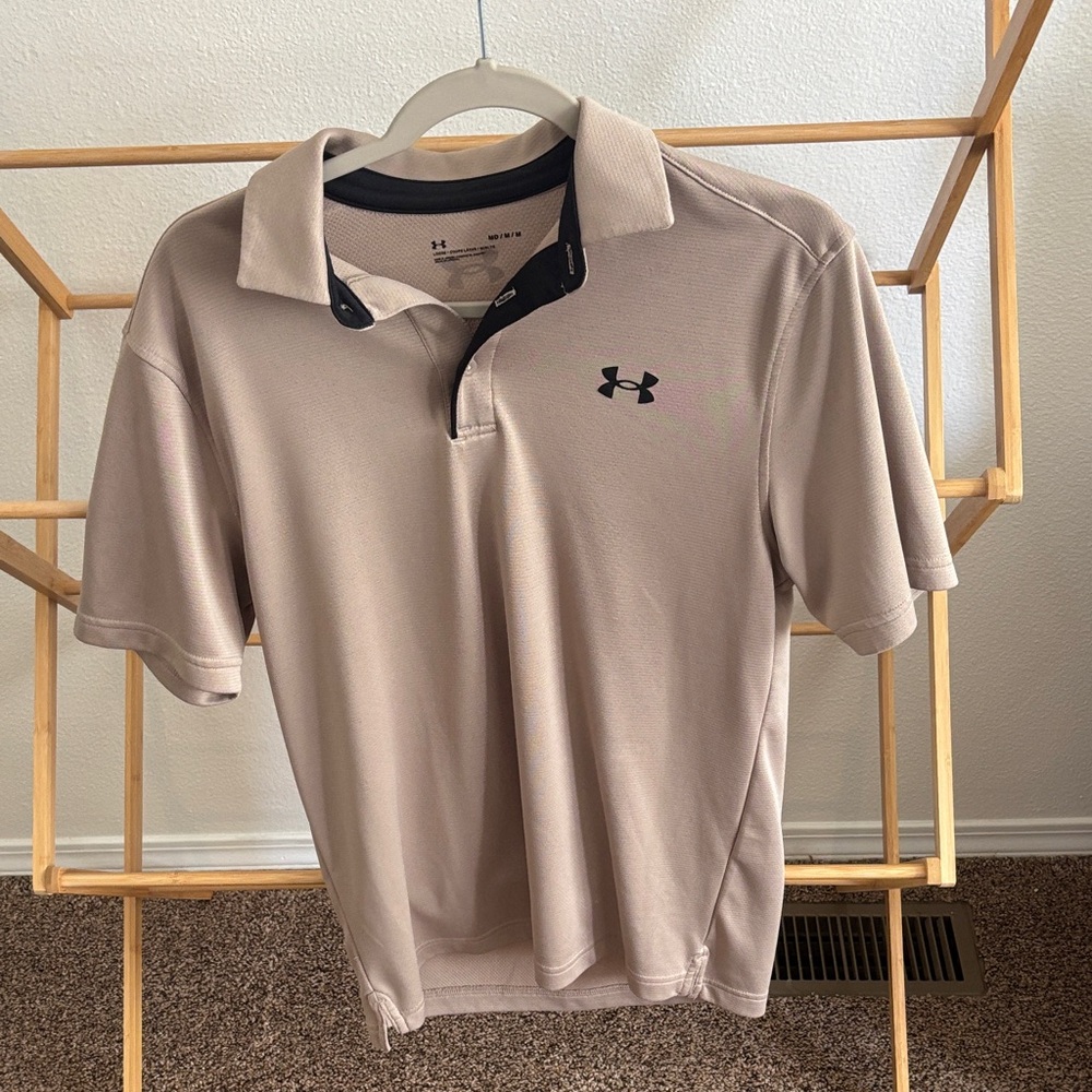 Under Armour Men’s Tan Performance Polo with Black Accents